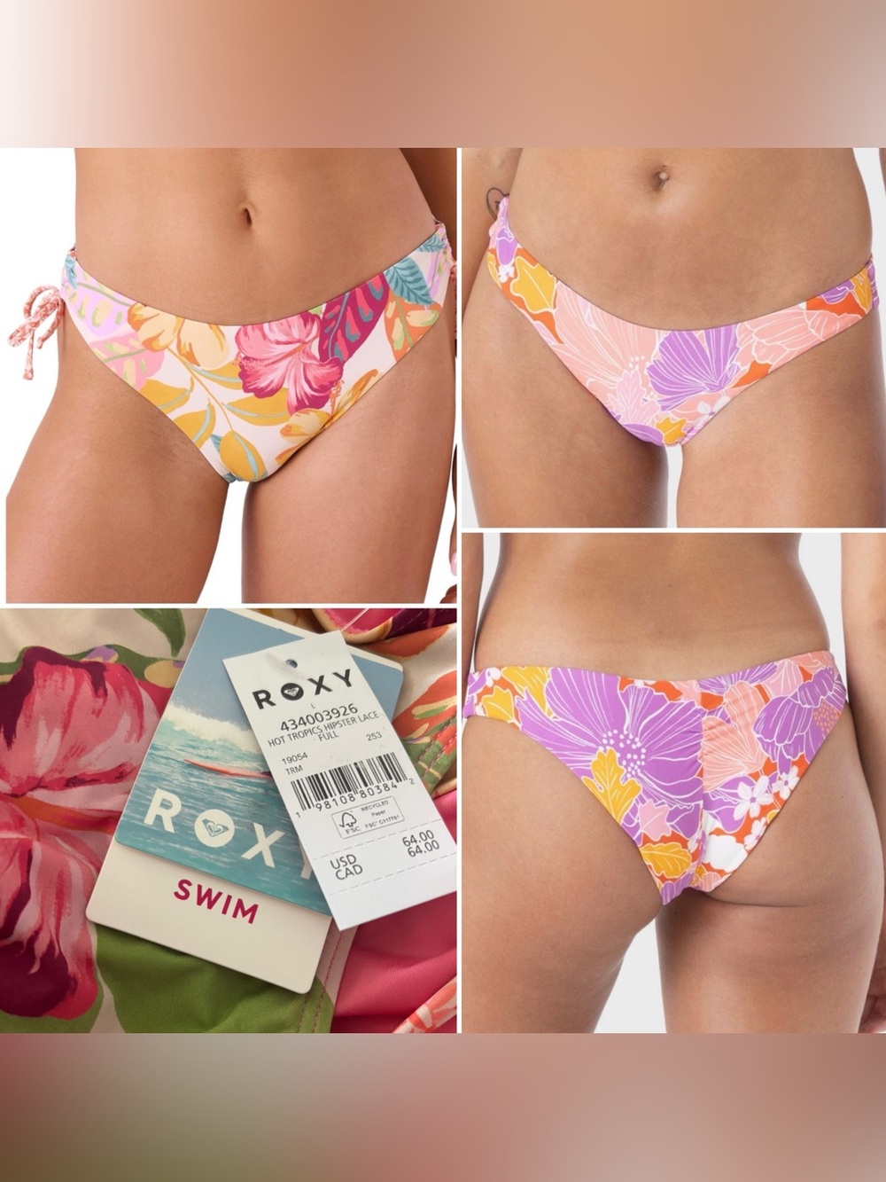 NWT ROXY Bundle of 2 Bikini Bottoms-Size Large